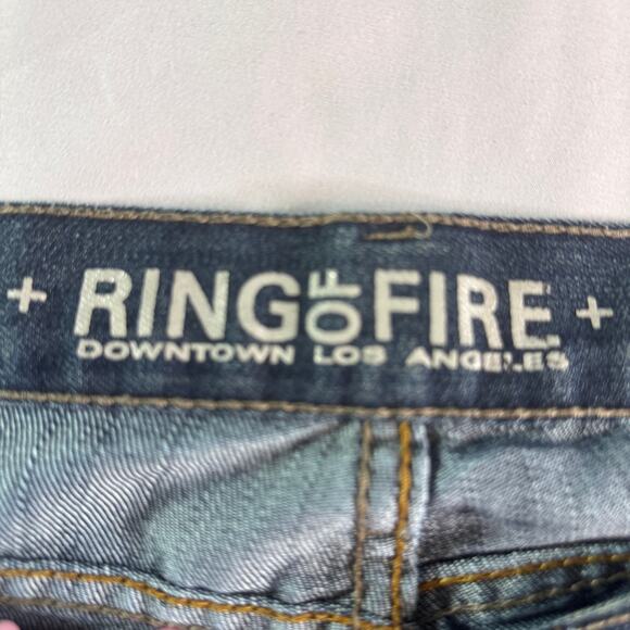 Ring of Fire Jeans Mens 30x32 Boot Cut Del Rey Dark Wash Distressed Denim - Picture 3 of 13